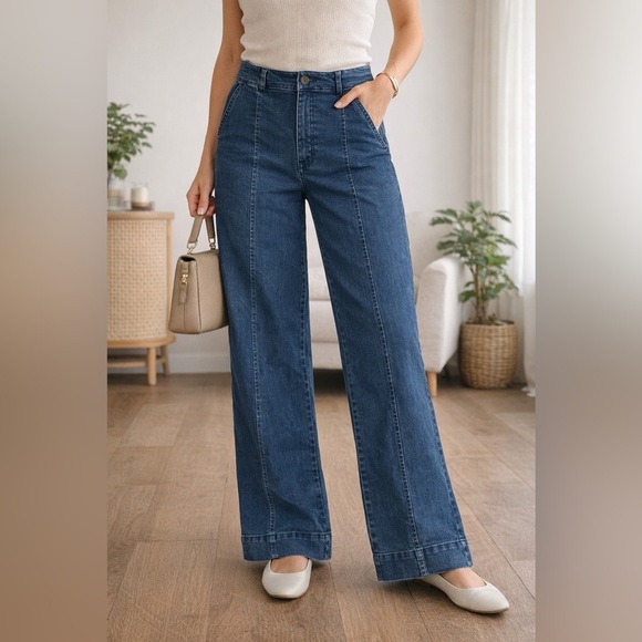 Bagatelle Collection New York Denim - Bagatelle Collection Wide Leg Jeans Women Size 29 High Rise Dark Wash